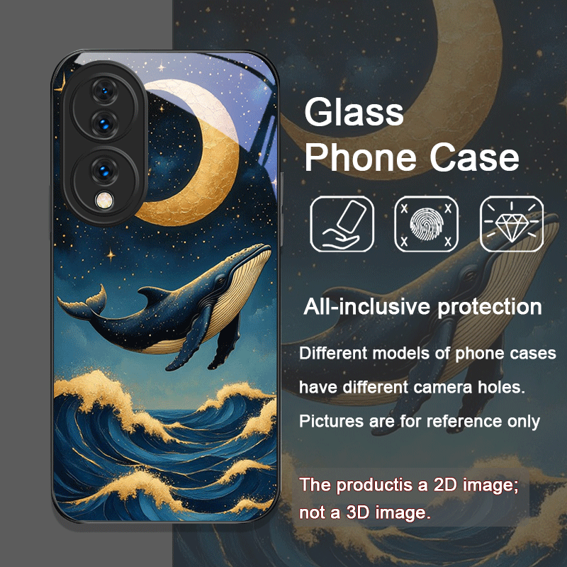 漫画風星空青いクジラプリント強化ガラス製スマホケース Hua - Huawei Mate 60 のレビューと価格